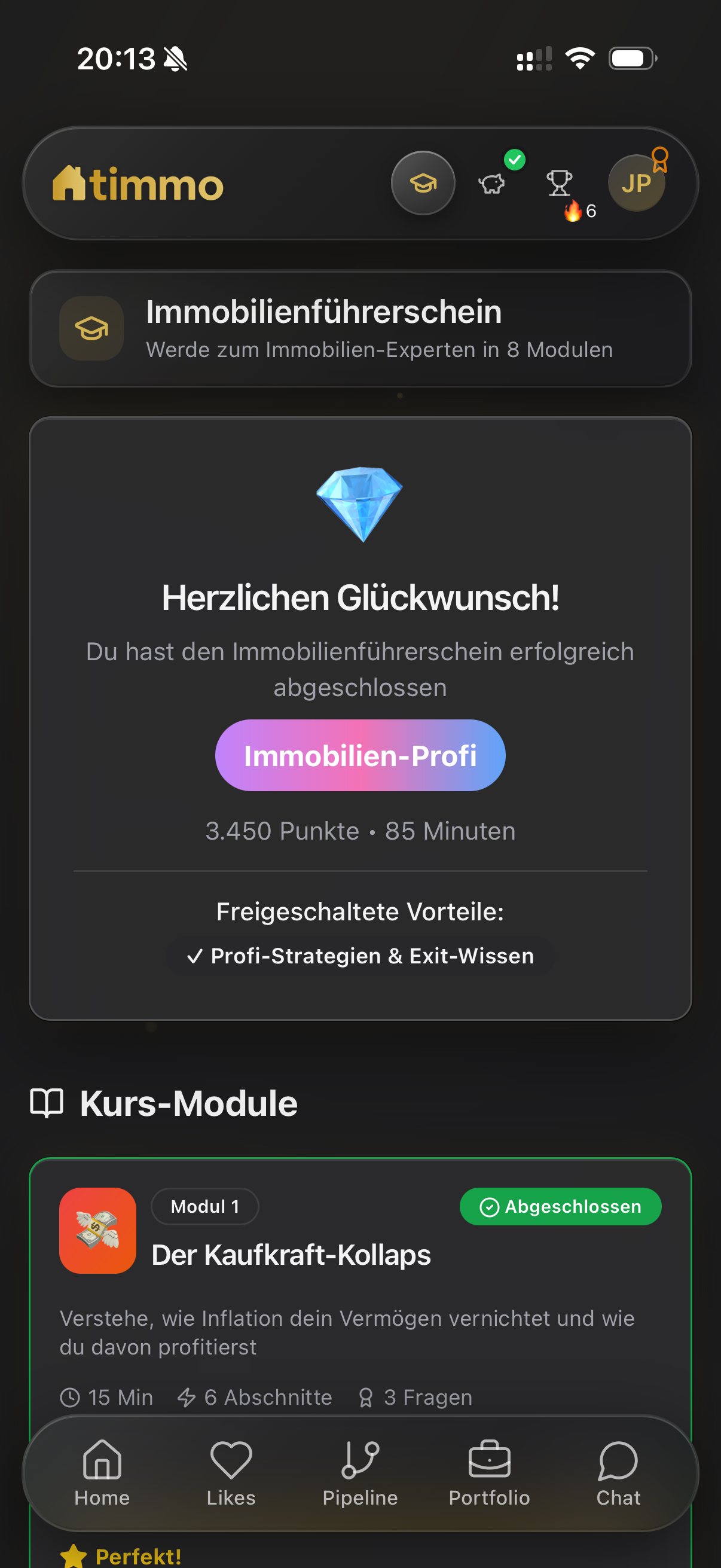 Immobilienführerschein-Lernmodule in der timmo App
